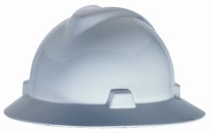 HARD HAT, F.B. WHITE W/ RATCHET SUSPENSION MSA ( V-GUARD )