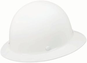 HARD HAT, SKULL GUARD FULL BRIM WHITE W/ RATCHET