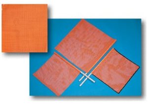 FLAG, ORANGE MESH 18 X 18 W/ 27" DOWEL