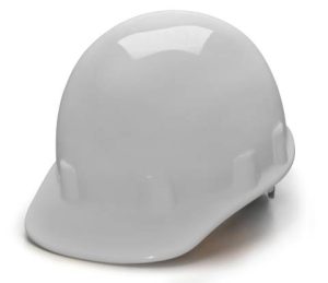 HARD HAT, SLEEK SHELL WHITE BALL CAP W/ 4 POINT RATCHET SUSPENSION