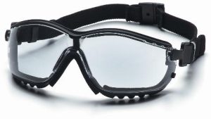 GOGGLE, V2G BLACK / CLEAR W/ ELASTIC STRAP ( ANTI FOG )