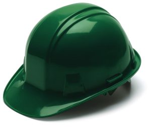 HARD HAT, STD GREEN W/ 4 POINT RATCHET SUSPENSION BALL CAP STYLE