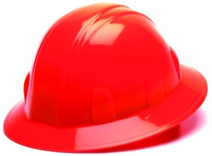 HARD HAT, FULL BRIM HI-VIZ ORANGE W/ 4 POINT RATCHET SUSPENSION ( PYRAMEX )