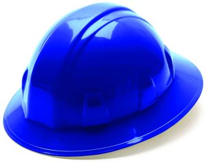 HARD HAT, FULL BRIM BLUE  W/ 6 POINT RATCHET SUSPENSION ( PYRAMEX )
