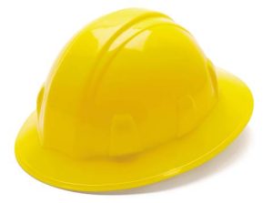 HARD HAT, FULL BRIM YELLOW W/ 6 POINT RATCHET SUSPENSION ( PYRAMEX )