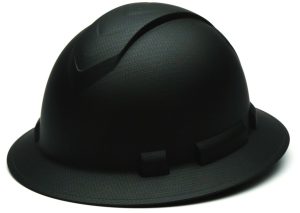 HARD HAT, PYRAMEX " RIDGELINE " FULL BRIM GRAPHITE BLACK W/ RATCHET SUSPENSION