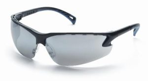 GLASSES, VENTURE 3 BLACK FRAME SILVER MIRROR LENS