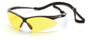 GLASSES, PMXTREME W/ BLACK FRAME & AMBER LENS W/ CORD