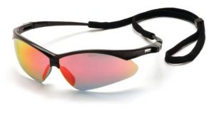 GLASSES, PMXTREME W/ BLACK FRAME & ICE ORANGE MIRROR LENSE W/ CORD