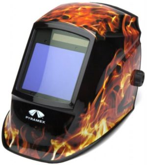 WELDING HELMET, AUTO DARKENING W/FLAMES