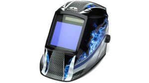 WELDING HELMET, AUTO DARKENING W/FIRE METAL DESIGN